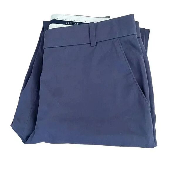 Jigsaw Italian Cotton Blend Mid-Rise Unisex Navy Straight Leg Chino Pants SZ 2 - Picture 9 of 13
